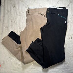 Devon Aire Equestrian Riding Breeches Bundle – Women’s XL (Tan + Black)